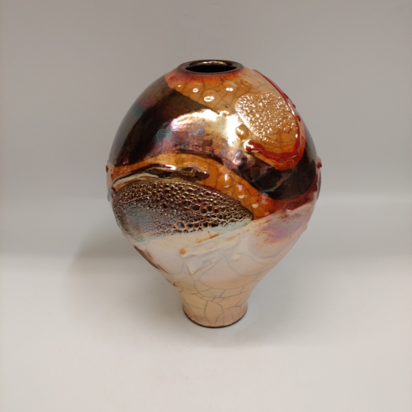 #221178 Raku Vase 3xFired 7.25x5 $32 at Hunter Wolff Gallery